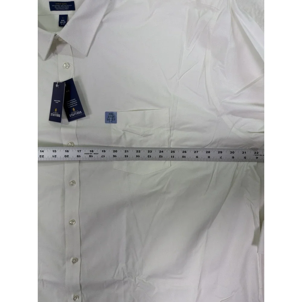 New Stafford Shirt Mens 4XL 20-21 White‎ Sweat Repel Dobby Collared Long Sleeve